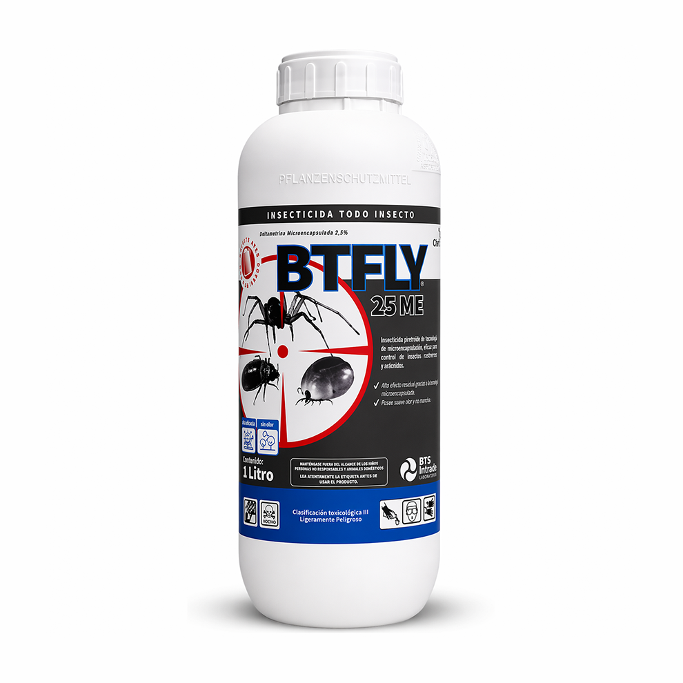 Insecticida líquido Btfly 25 ME 1 L.