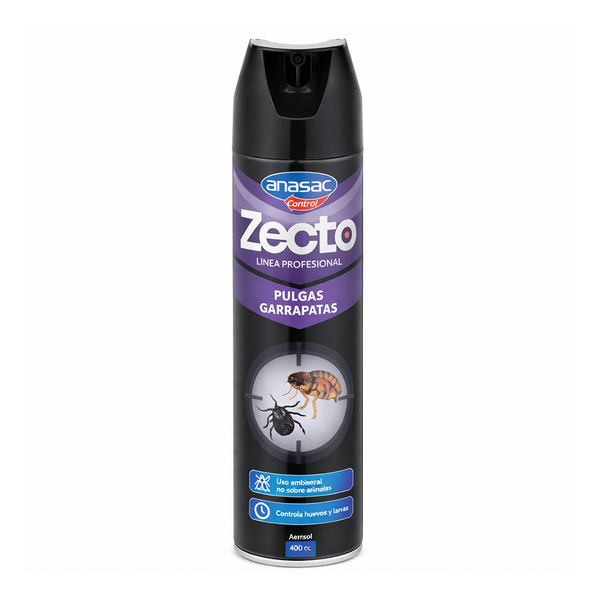 Insecticida Zecto Pulgas y Garrapatas aerosol 400 CC.