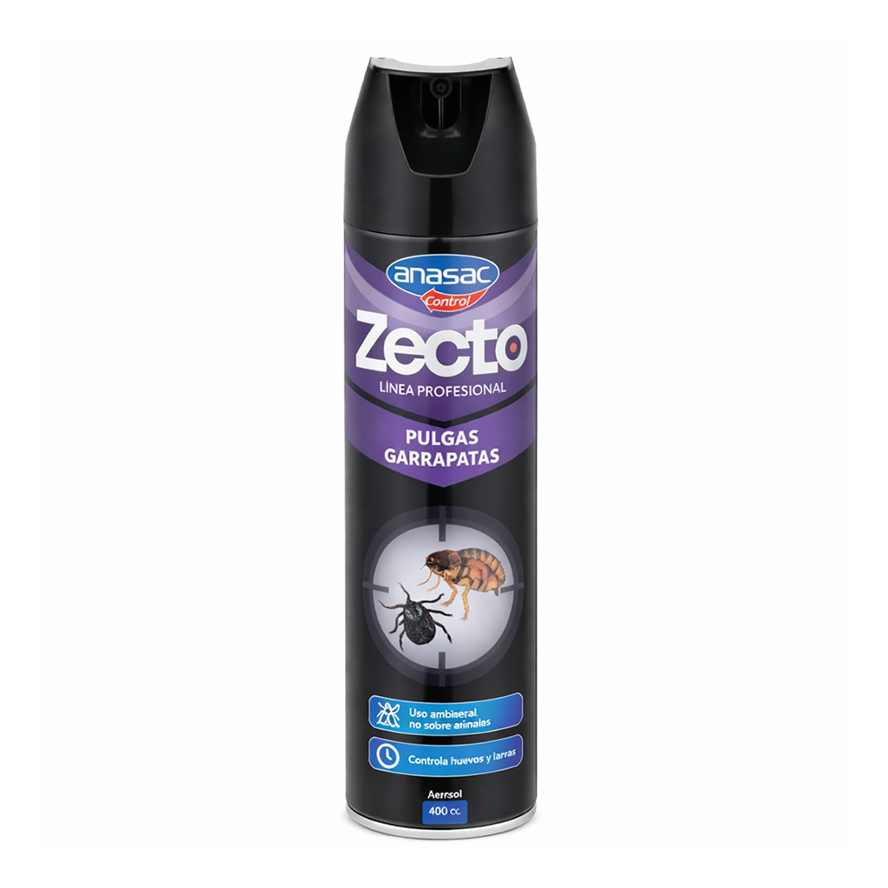 Insecticida Zecto Pulgas y Garrapatas aerosol 400 CC.